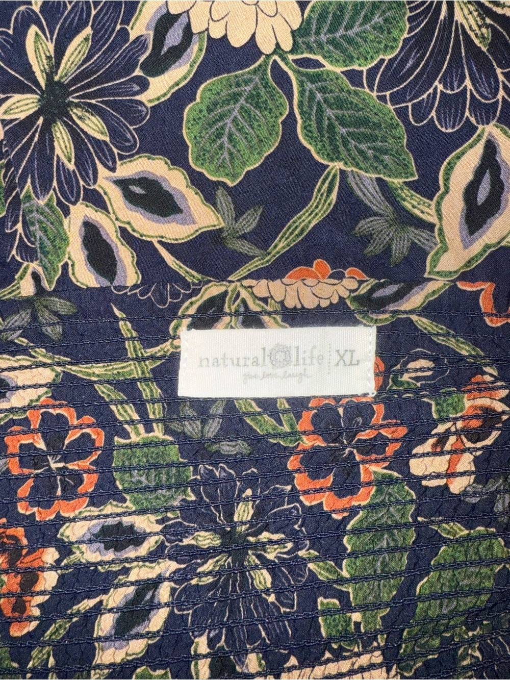 Natural Life | Tricia Mini Dress | Navy Tan Dahlias | XL - Picture 4 of 8
